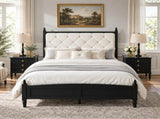 Queen Size Easy Assembly Upholstered Platform Bed Frame with Soft Padded Headboard, Sturdy W636P535151