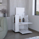 Bar Cart Two Pull-Down Door Cabinets and Two Open Shelves,White B097P167409