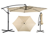 10FT Round Banana Hanging Patio Umbrella with 18 LED Lights, 6 Iron Ribs, Iron Straight & Curved 42956804