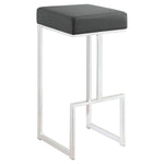 ZUN Grey and Chrome Upholstered Bar Stool B062P145584