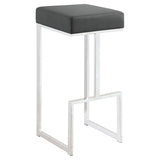 Grey and Chrome Upholstered Bar Stool B062P145584