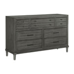 ZUN Transitional Style Gray Finish 1pc Dresser of 7 Drawers Dark Bronze Handles Wooden Bedroom Furniture B011P147531