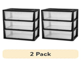 (2 pack) Wide 3 Drawer Tower, Plastic Storage Organizer with Removable Clear Bins, Easy to Assemble 34033619