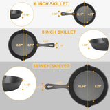 3 Skillet Bundle 6 inches and 8 inches with 10 inch Set of 3 Cast Iron Frying Pans Non-Stick Oven 45468273