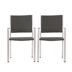 ZUN Cape Coral Outdoor Wicker Dining Chairs with Aluminum Frames, 2-Pcs Set, Grey 60449.00