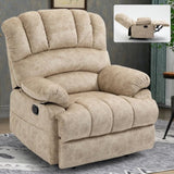 Large Manual Recliner Chair in Fabric for Living Room, Beige W3224P288517