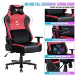 ZUN Big and Tall Gaming Chair 400lbs Gaming Chair with Massage Lumbar Pillow, Headrest, 3D Armrest, W1521P175984