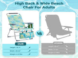17 Inch Seat Height Beach Chair for Adults, Folding Portable Camping Chair with Headrest, Cup 84062613