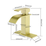Waterfall Spout Bathroom Faucet,Single Handle Bathroom Vanity Sink Faucet TH1501BG
