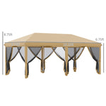 ZUN Pop Up Canopy Party Tent with Netting 10' x 20' Beige -AS （Prohibited by WalMart） 66157208