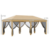 Pop Up Canopy Party Tent with Netting 10' x 20' Beige -AS 66157208