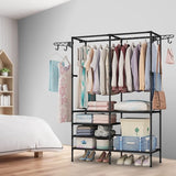 ZUN Clothing Rack Clothes Rack, 66'' Multifunctional Garment Rack for Hanging Clothes, 4 Tiers Portable 44674946