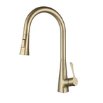 ZUN Kitchen Faucet with Pull Down Sprayer Brushed Gold, High Arc Single Handle Kitchen Sink Faucet , W1177125197