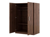 2-Door Wooden Wardrobe Armoire with 3 Storage Shelves, Brown 07725847