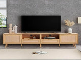 Rattan TV Stand for TVs up to 85'', Modern Farmhouse Media Console, Entertainment Center with Solid WF316678AAP