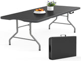 6 ft Rectangular Black Plastic Folding 41651635