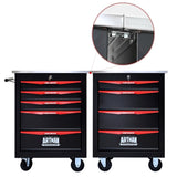 ZUN 5 Drawers Multifunctional Tool Cart with Wheels,Metal Rolling Tool Cart Storage for Garage Workshop W1102P245250