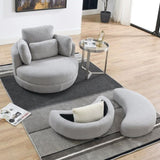39"W Oversized Swivel Chair with moon storage ottoman for Living Room, Modern Accent Round Loveseat W83489913