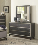 ZUN Modern Bedroom 1pc Dresser of 6 Drawers Grooves Cutouts Pulls Ebony Finish and Silver Contemporary B011P170939