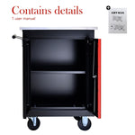 ZUN DOUBLE-DOOR CLAPBOARDl MULTI-FUNCTION TOOL CART--BLAK&RED W1102P245240