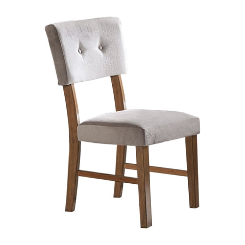 ZUN Classic Light Oak Finish Dining Chairs Set of 2 Button-Tufted Gray Upholstery Mid-Century Modern B011P175775