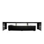 ZUN Modern gloss black TV Stand for 80 inch TV , 20 Colors LED TV Stand w/Remote Control Lights W33146714
