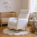 Chenille Upholstered Rocking Chair with Metal Legs and Side Storage Pocket Modern Comfort & 60836543