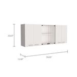 ZUN Shelton 59-inch Two Center Glass Doors Wall Cabinet White B06280519