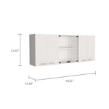 ZUN Shelton 59-inch Two Center Glass Doors Wall Cabinet White B06280519