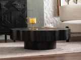 Scalloped Black Coffee Table Unique Wave-Edge Shape, Elegant Focal Piece for Stylish Spaces. W3081P389074