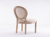 French Style Solid Wood Frame Linen Fabric Oval Back Dining Chair,Set of 2,Cream W162278981