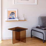 Tempered Brown Glass SideTable, Small Tea Table, Brown Night Stand Tempered Glass Sofa Table W1718P255033