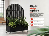 Arched Decorative Privacy Screen with Planter Box, 70.87" Tall Metal Freestanding Fence Planter, 08959365