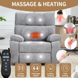 Grey Heat Massage Dual Motor Infinite Position Up to 350 LBS Large Electric Power Lift Recliners W1803P264031