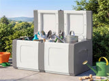53 Gallon Large Outdoor PP Deck Box Waterproof Storage Box with Lockable Lid & Side Handles-Gray 20974750