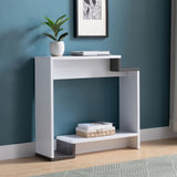 Contemporary Console Table with Two Open Shelves - White & Grey B107131400