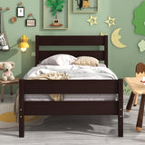 ZUN Twin Bed with Headboard and Footboard,Espresso 65612142