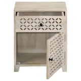 White Washed 1-Door Accent Cabinet with Drawer B062P153881