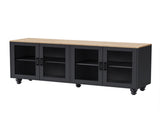 ON-TREND Farmhouse TV Stand with Tempered Glass Doors for TVs Up to 70", Versatile Sideboard with N721P206052B