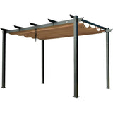 Aluminum Retractable Pergola with Sun Shade Patio Gazebo with Weather-Resistant Canopy for Backyard W1859110168