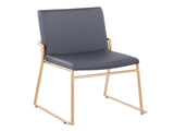 Contemporary Dining Chair in Gold Steel and Grey Faux Leather - Set of 2 B202P223499
