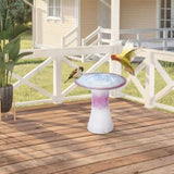 17'' Ceramic Bird Bath for Outside, Elegant Tall Outdoor Bird Bath, Lightweight Pedestal Glazed W3273P322556