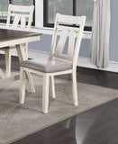 Dining Room Furniture Set of 2 Chairs Gray Fabric Cushion Seat White Clean Lines Side Chairs B01163917