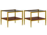 Set of 2 Rectangle End Table, Tempered Glass Tabletop with MDF layer, Modern Table for Living Room , W241P184252