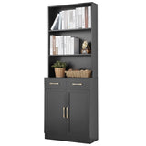 ZUN Bathroom Storage Cabinet, Cabinet with Two Doors and Drawers, Adjustable Three-layer Open N725P186645B