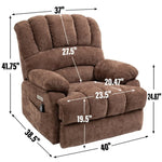 ZUN 23" Seat Width and High Back Large Size Chenille Power Lift Recliner Chair with 8-Point Vibration W1803125728