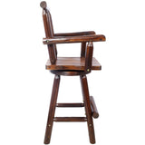 ZUN Rustic Bar Stool - Fir Wood Construction, Chair withDecorative Star Backrest, Footrest,Wide Armrest, 37409700