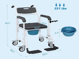 Black Shower Commode Wheelchair, Seniors Bedside Commode Chai 13016749
