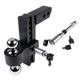 2" Receiver 8" Drop Rise Upgraded Adjustable Trailer Hitch Dual Solid Ball 2" and 2-5/16" 16823396