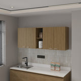 Luray Wall Cabinet kitchen in Melamine wit 4 Doors and Open Storage, Natural Oak B128P287518